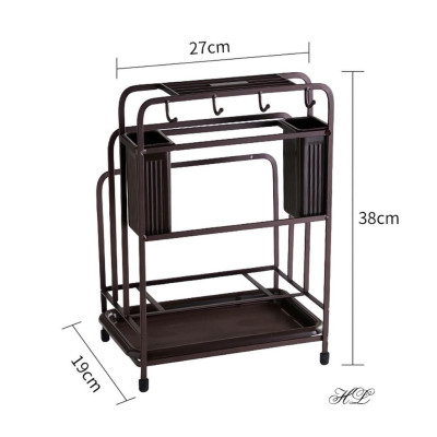 GIÁ KỆ ĐỂ DAO THỚT SƠN TĨNH ĐIỆN CARBON ĐEN CÓ ÔNG CẮM ĐŨA CAO CẤP