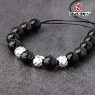 Charm bạc tròn 3D nổi xỏ ngang - Ngọc Quý Gemstones