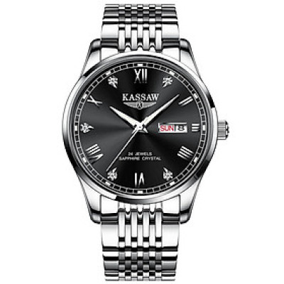 Đồng hồ nam chính hãng KASSAW K877-3 Kính sapphire ,chống xước,Chống nước ,Bảo hành 24 tháng,Máy cơ (Automatic),Dây kim loại cao cấp