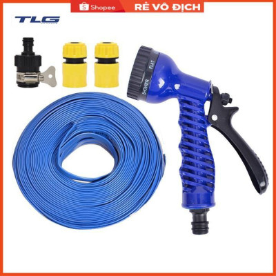 Bộ dây tăng áp 3 lần vòi xịt nước rửa xe, tưới cây loại 15m (cút nhựa nối nhựa đen) 206843