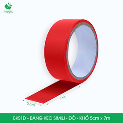 BKS1D - 6 cuộn băng keo Simili khổ 5cm x 7m - Đỏ - Băng dính dán gáy sách, đóng cuốn