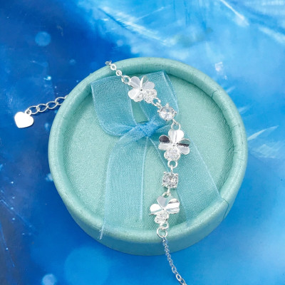 Lắc Tay Nữ Bạc Hiểu Minh LTU521S - Cỏ 4 Lá May Mắn - Bảo Hành Vĩnh Viễn ( Hàng Chính Hãng )