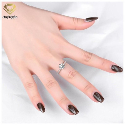 Nhẫn bạc 925 Huệ Ngân - 6 chấu Viền đá 6 li RR1561