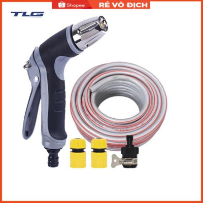 Bộ dây và vòi xịt rửa xe tưới cây tăng áp 3-5m (cút nhựa nối nhựa đen) 206817