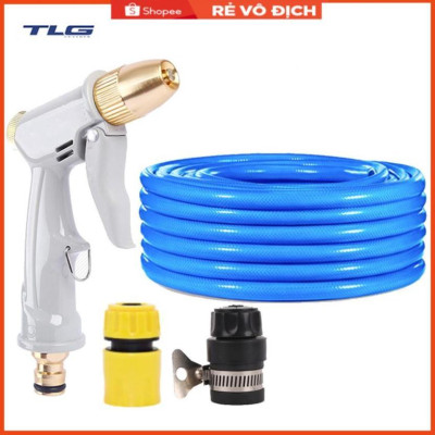 Bộ dây vòi xịt nước rửa xe, tưới cây tăng áp 3 lần, loại 20m (cút nhựa nối nhựa đen 713-2) 206846