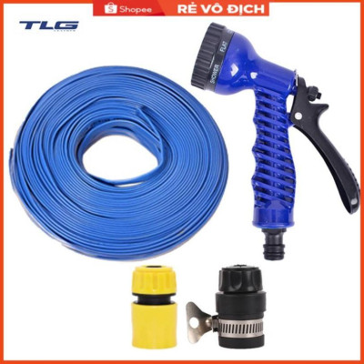 Bộ dây tăng áp 3 lần vòi xịt nước rửa xe, tưới cây loại 7-10m (cút nhựa nối nhựa đen 713-2) 206843