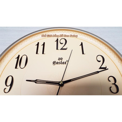 Đồng Hồ Treo Tường EASTAR Tròn Kim Điện tử - Máy KIM TRÔI - LỊCH Vạn Niên và NHIỆT KẾ Điện tử - Mặt Vàng – Bảo Hành 1 Nă