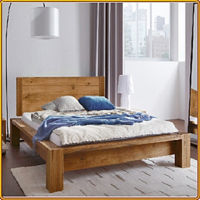 Giường ngủ Tundo gỗ sồi mặt gỗ 210 x 197 x 100cm