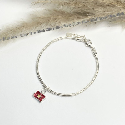Lắc Tay Nữ Bạc 925 Mix Charm Cờ Việt Nam BẠC HIỂU MINH LTU626