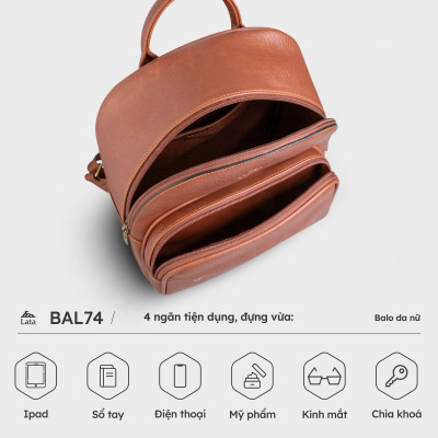 Balo Lata ( Thời trang nữ cá tính cỡ trung - Balo da BAL74 )