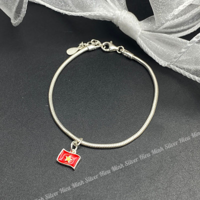 Lắc Tay Nữ Bạc 925 Mix Charm Cờ Việt Nam BẠC HIỂU MINH LTU626