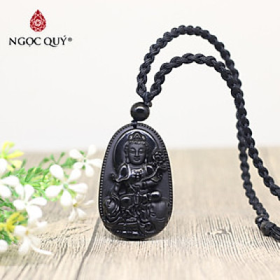 Mặt dây chuyền phật bản mệnh đá obsidian 5x3cm - Ngọc Quý Gemstones
