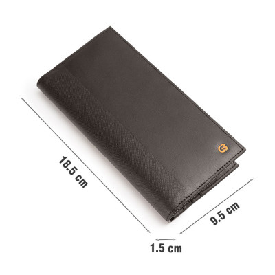 Bóp Da Chính Hãng Ví Nam Dáng Dài GENCE C19 Chất Liệu Da Bò Cao Cấp Màu Đen