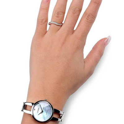 Đồng Hồ Nữ Citizen Đính Kim Cương Dây Thép Không Gỉ EM0430-85N - Mặt Xà Cừ (Sapphire)