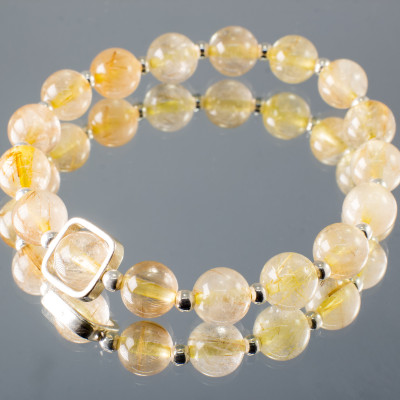 Vòng tay phong thủy Thạch anh tóc vàng thiên nhiên tài lộc  #VT044