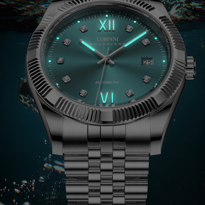 Đồng hồ nam chính hãng Lobinni L19019-1,Kính sapphire chống xước,chống nước 50M,bảo hành 24 tháng,máy cơ(Automatic) Nhật bản,dây kim loại thép không gỉ 316L,hàng mới full box hãng đầy đủ