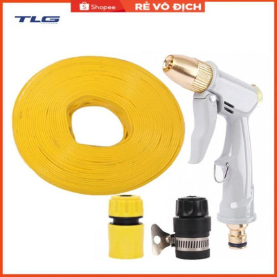 Bộ dây và vòi xịt rửa xe tưới cây tăng áp 3-5M (cút nhựa nối nhựa đen 713-2) 206846