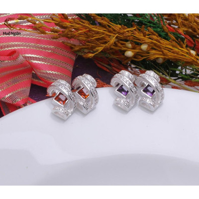 Bông tai bạc Ý 925 Huệ Ngân - Cầu vồng đẹp YE006