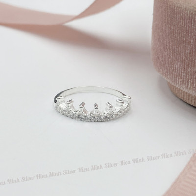 Nhẫn Nữ Bạc 925 Vương Miện Đính Đá Nhân Tạo Cao Cấp Sáng Đẹp Chính Hãng Bạc Hiểu Minh NU512