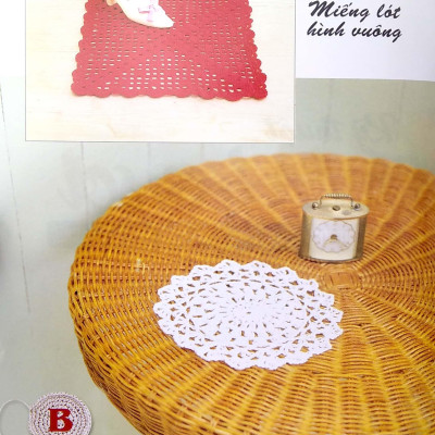 Bộ Sách Móc Len Sợi 15 Mẫu Thời Trang + Móc Len Sợi Tấm Lót, Thảm (Bộ 2 Cuốn)