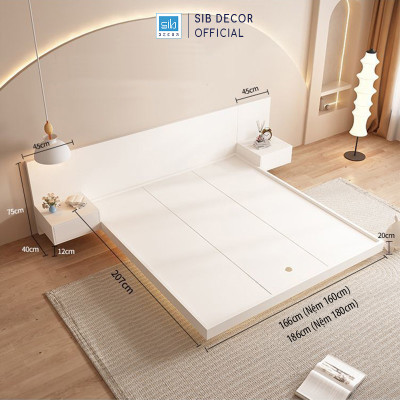 Giường Ngủ Tatami Tối Giản Hiện Đại Màu Walnut SIB Decor GN32