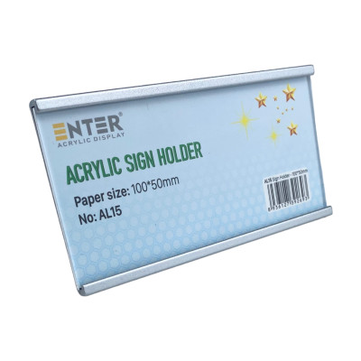 Bảng thông tin nhôm Enter AL15 100x50mm, Khung thông tin sản phẩm, Khung bảng giá siêu thị, Tag thông tin mini