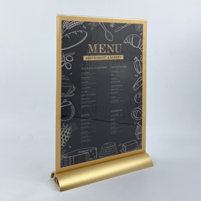 Kệ menu nhà hàng, Standee mica để bàn, Bảng quét mã QR Code, Kệ mica 2 mặt Enter E38 150x210mm đế nhôm cao cấp A5