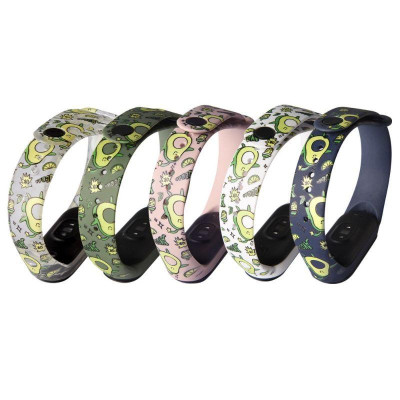 Dây Đeo Cao Su Xiaomi Miband 7 hoạ tiết hình trái bơ Avocado dây Chất Lượng cao
