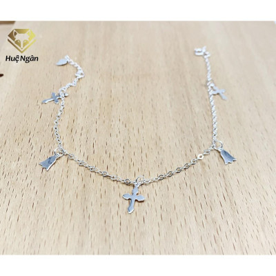 Lắc chân bạc Ý 925 Huệ Ngân - Thánh Giá và Chuông BJ8