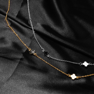 Dây đeo gọng kính mix cỏ 4 lá đen trắng cá tính ấn tượng hot trend Âu Mỹ 