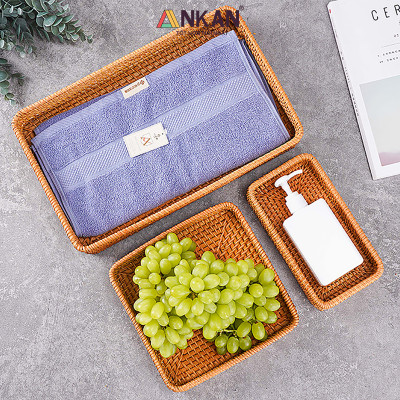 Khay Trang Trí Mây Tre Đan ANKAN – Rổ Vintage Handmade Đựng Trái Cây, Bánh Kẹo, Mỹ Phẩm, Trà Bánh