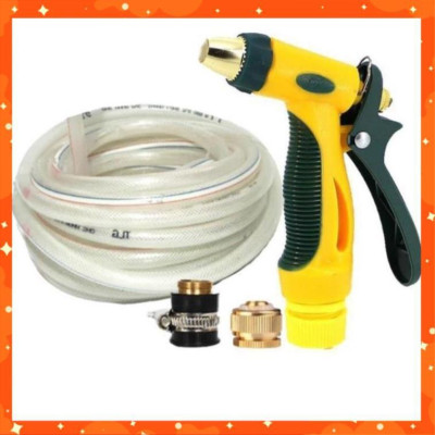 Bộ dây vòi xịt nước rửa xe, tưới cây tăng áp 3 lần,loại 15M (nối đồng nhựa đen) 206317