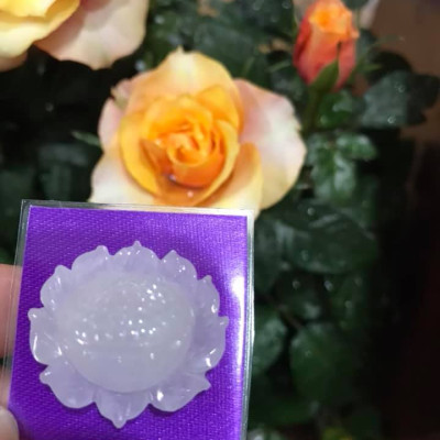 MẶT DÂY CHUYỀN BÔNG SEN TRẮNG TINH BÓNG ĐẸP 100% ĐÁ CẨM THẠCH TỰ NHIÊN NỮ MỆNH KIM THỦY 28MM