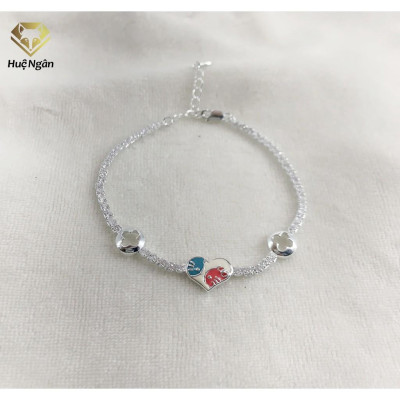 Lắc tay bạc 925 Huệ Ngân - Trái Tim Thủy Chung X16