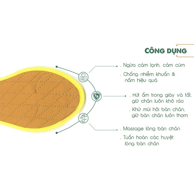 Lót giày vải cotton Hương quế CI-01 làm từ vải cotton - bột quế giúp hút ẩm - khử mùi - phòng cảm cúm và cải thiện sức khoẻ