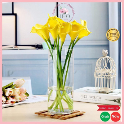 Lọ hoa thuỷ tinh hình trụ tròn Heodecor LH053, bình hoa thủy tinh trong suốt đơn giản