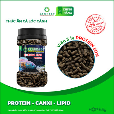 Thức ăn Cá Lóc Cảnh bổ sung dinh dưỡng GREENABC - Phát triển khung xương, màu sắc, tăng độ sung - Hộp 65g
