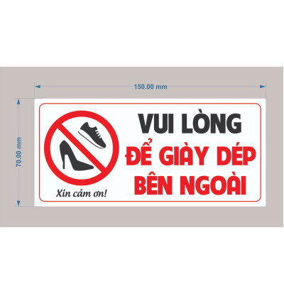Tem Để Giầy Dép Bên Ngoài, Tem Decal Nhựa Dán Chú Ý, Nhắc Nhở Để Giầy Dép Bên Ngoài Phòng Để Giữ Vệ Sinh. Takyhome 5003