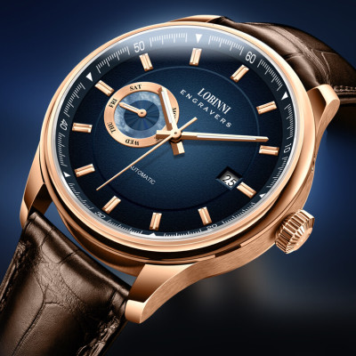 Đồng hồ nam chính hãng Lobinni No.17017-1 Bảo hành 24T, Kính Sapphire chống xước, chống nước 50m, dây da cao cấp