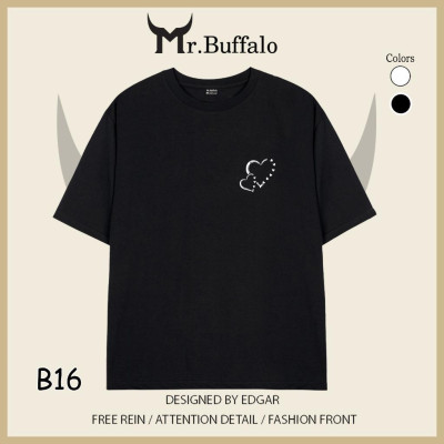 Áo Thun Đôi, Cặp Mr.Buffalo trái tim đôi Tshirt Cotton 100% có bigsize Unisex Local Brand B16