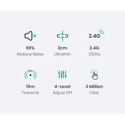 Ugreen UG90372MU001TK 4000dpi 10M 2.4g Màu Đen Chuột không dây - HÀNG CHÍNH HÃNG