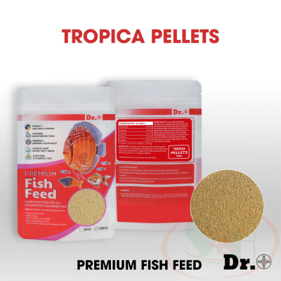 Thức ăn cá Dr+ Premium Tropical Pellets cám hạt nhỏ đạm dinh dưỡng cho cá cảnh
