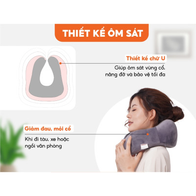 Gối Kê Cổ Chữ U Văn Phòng, Gối Du Lịch Bamozo Tiện Dụng Chống Mỏi Vai Gáy