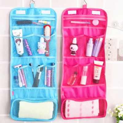 Túi đựng mỹ phẩm cầm tay xếp gọn 4 ngăn chia nhỏ có móc treo tiện dụng , túi mỹ phẩm xếp gọn - Henrysa