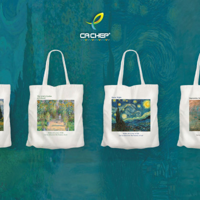 Túi Canvas - Wheat Field with Cypresses - Van Gogh