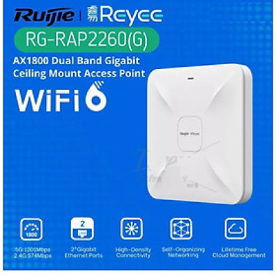 Bộ phát WiFi 6 Ruijie RG-RAP2260(G) Chuẩn AX tốc độ 3200Mbps - Hàng Chính Hãng
