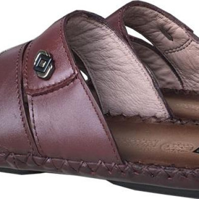 Dép nam quai ngang TRƯỜNG HẢI đế âm ba quai da bò thật mặt đế cao su chống mòn không trơn THQN499