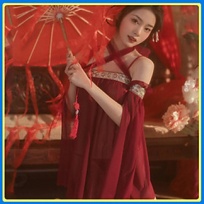 Đồ ngủ cosplay cổ trang hai dâu xuyên thấu hở lưng sexy P20 - Đầm ngủ hai dây gợi cảm - Váy ngủ xuyên thấu gợi cảm