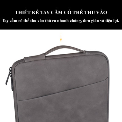 Túi chống sốc đựng Laptop 2 ngăn chất liệu da có tay xách tiện lợi nhiều màu size 13.3 inch, 14.1-15.4