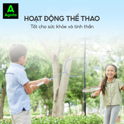 Bộ 2 vợt cầu lông TRẺ EM - HỌC SINH cao cấp Agnite chính hãng, nhẹ, bền, đẹp - tặng kèm hộp cầu, túi cầu và quấn cán vợt